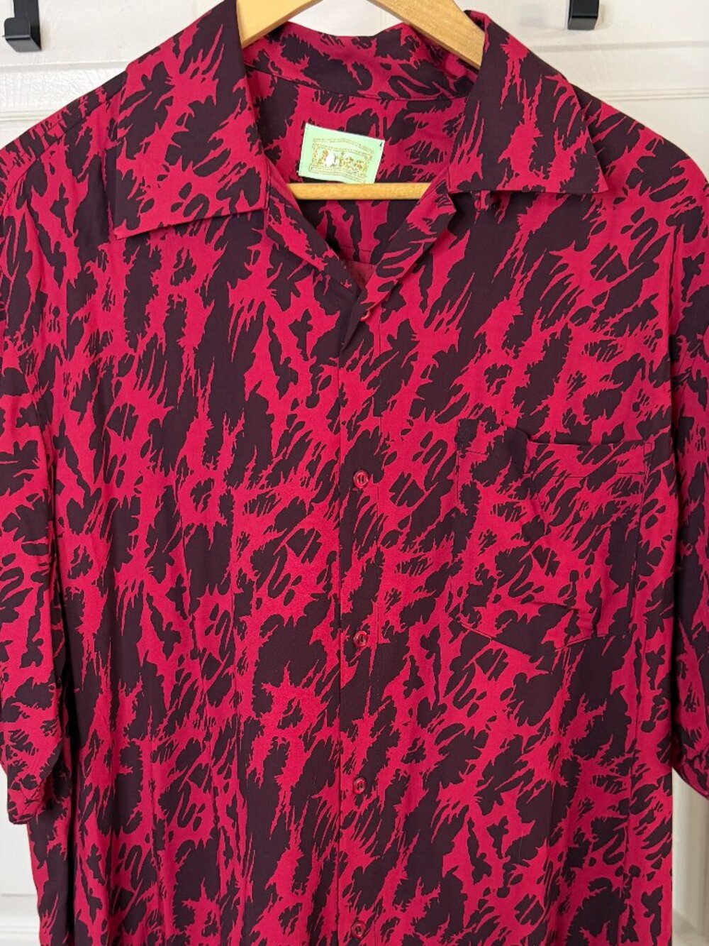 Aries Abstract Animal Print Viscose Shirt XL Red Black